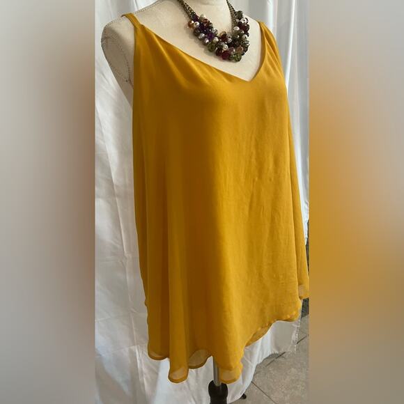Torrid Women’s Yellow Soft Flowy Chiffon Cami Adjustable Straps V-Neck Size 5X - Picture 5 of 13